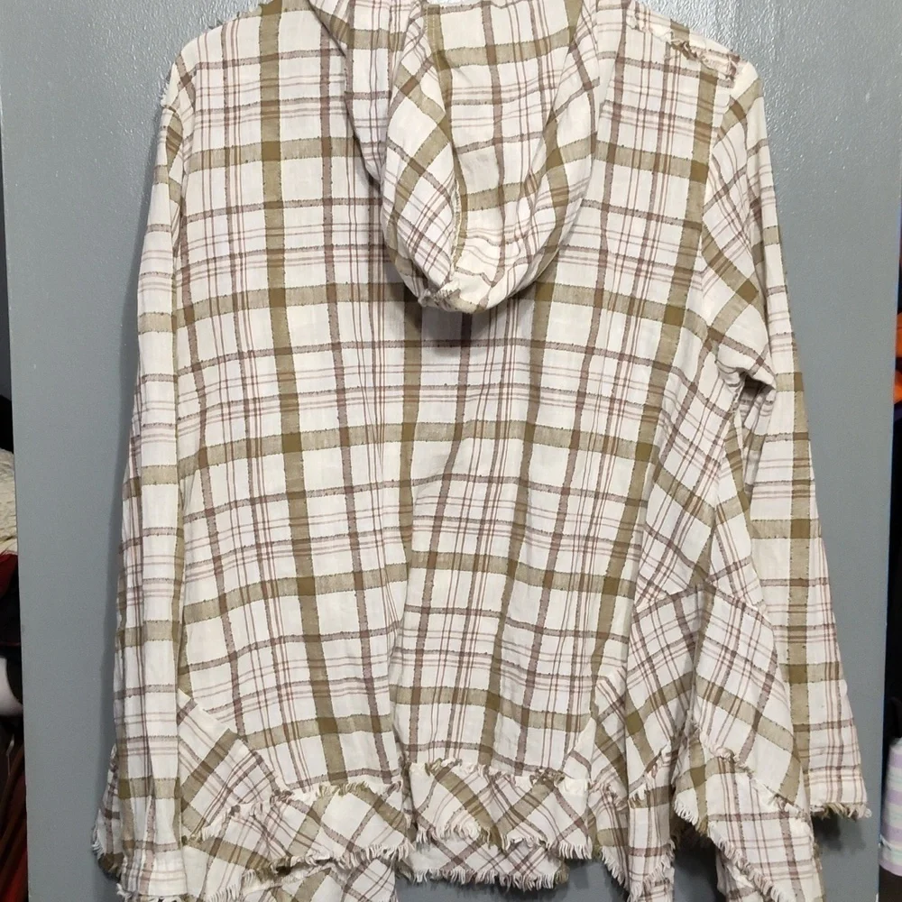 Free People Hooded Plaid Pullover size small - Picture 2 of 8